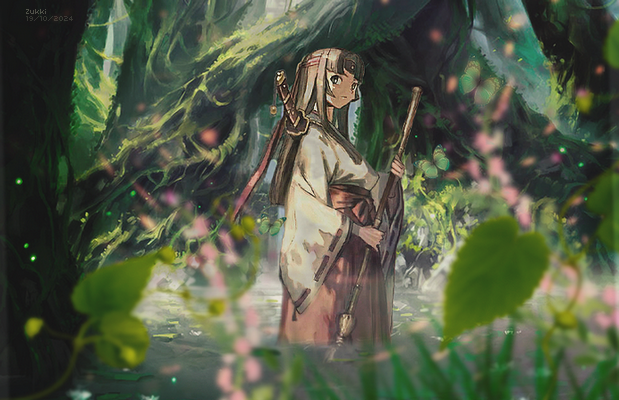 Rencontre en forêt, par Zukki