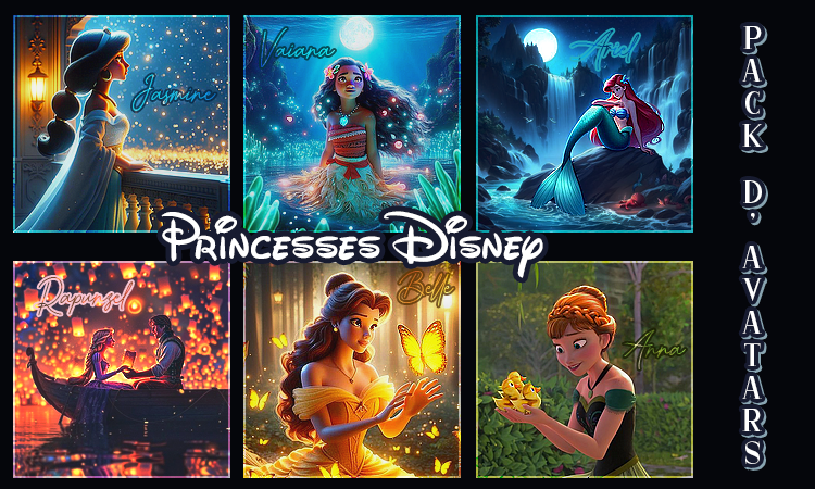Pack d'avatars - princesses Disney, par Azelya
