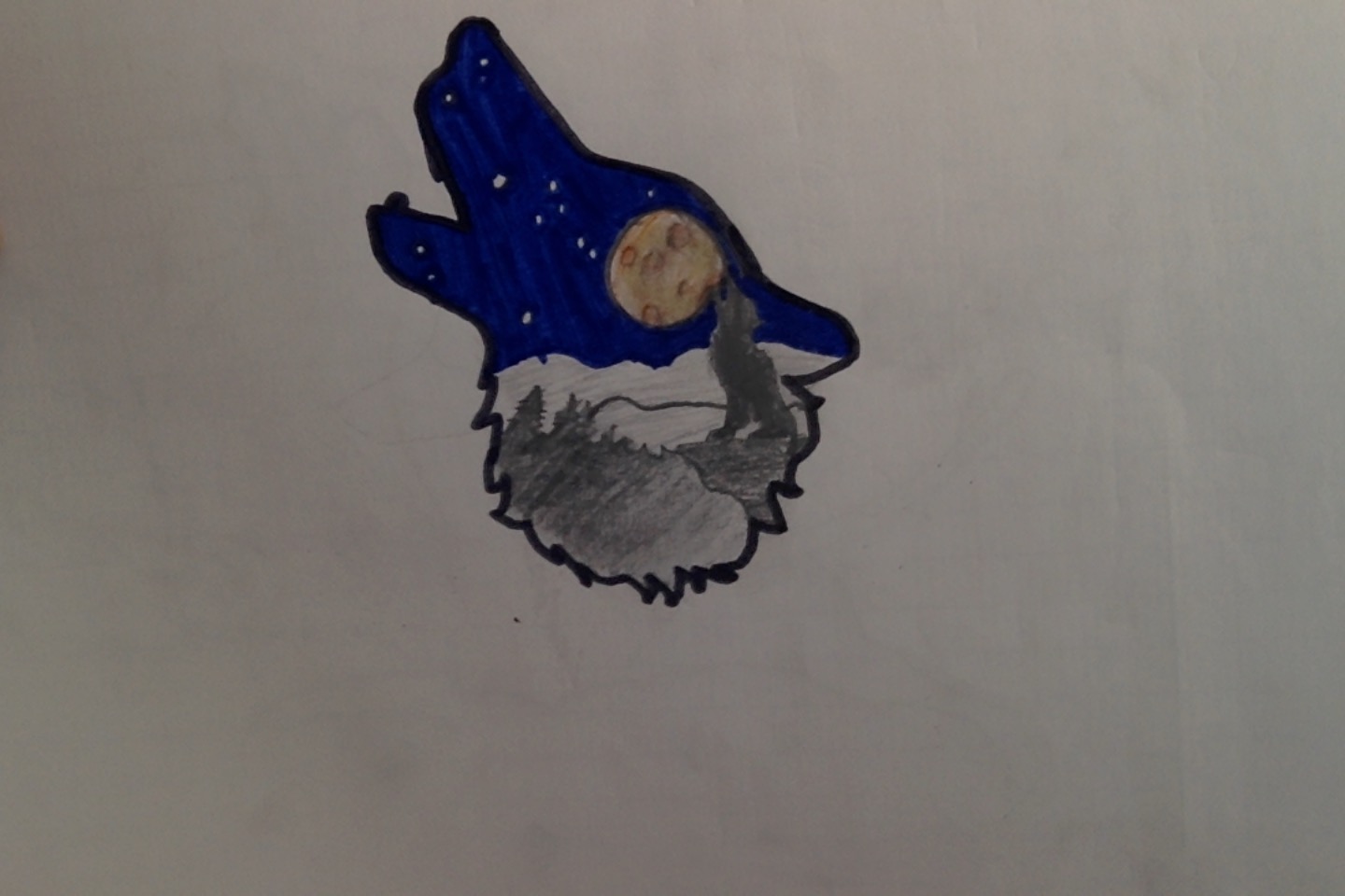 Loup qui hurle a la lune, par Saso