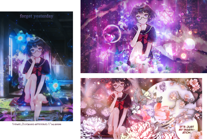 ‹ défi › 1 render, 3 créas, par Yunomi